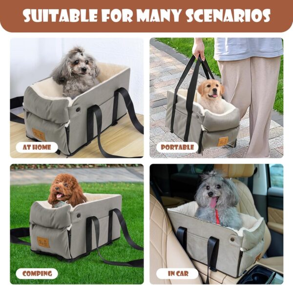 Dog Car Seat for Small Dogs Pet Car Booster Seat Detachable and Washable Center Console Dogs and Cats Car Seat for Puppy Cat Pet Up to 13 Lbs Fits Car Outdoor Travel - Image 6