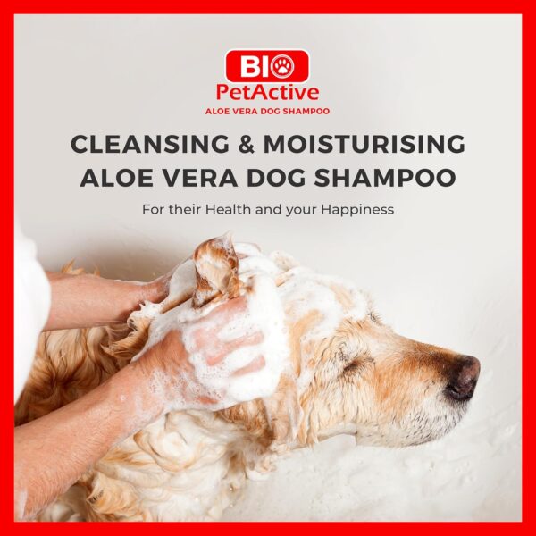 Bio PetActive Aloe Vera Dog Shampoo (400ml) ❘ Sensitive Dog Shampoo with Aloe Vera, Cleansing & Moisturising Dog Wash, Long Lasting Floral Scent to Prevent Smelly Dogs, Grooming Products for Dog - Image 2