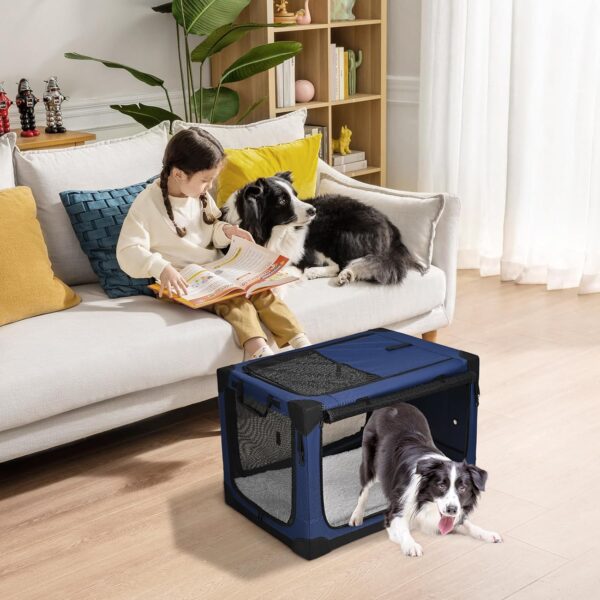 Kidken Dog Crate, Dog Travel Crate Lightweight Dog Crates for Large Dogs, Collapsible Dog Crate Car Dog Carrier Foldable Crates (XL: 90x64x64cm) - Image 9