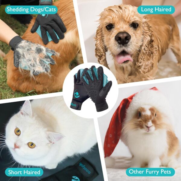 COOLJOB Pet Glove, Pet Hair Remover with Web, Reusable Washable Cleaning Massage Dog Grooming Mitt for Short Long Haired Dog Cat Horse Animal, Washing Bathing Shedding Supplies(1 Pair, Size M-L) - Image 5