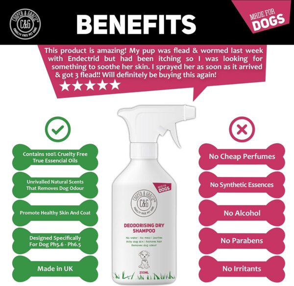 Dry Dog Shampoo Spray for Smelly Dogs - Wipe Clean Stain Remover - Cruelty-Free Waterless Grooming Products Organic Odour Deodoriser Neutraliser - Best Fox Poo Cleaning Animal Wash - Image 3