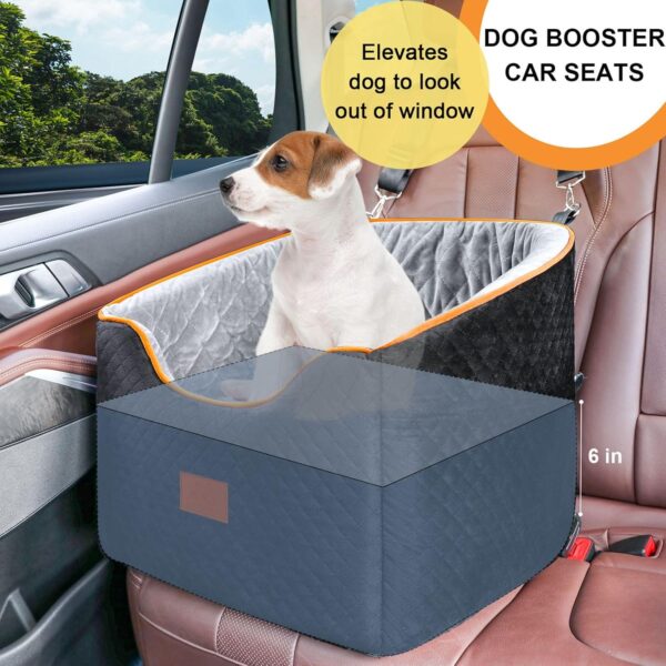 GL GLENSLAVE Dog Car Seat for Small Medium Dogs, Memory Foam Booster Dog Seat for Dogs up to 35 lbs, Elevated Pet Car Seat, Travel Safety Car Seat with Washable Cover, Storage Pockets (Black/Grey) - Image 3