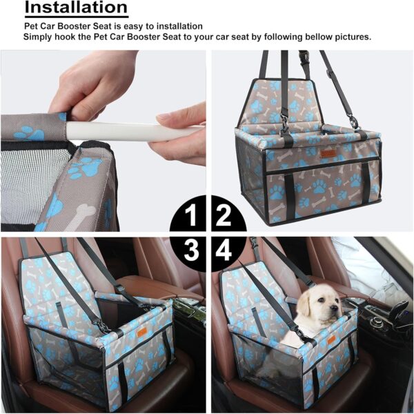 BYGD Pet Car Travel Booster Seat, Waterproof Breathable Foldable Pet Car Basket with Front Pocket and Seatbelt Harness for Small and Medium Pets. - Image 5