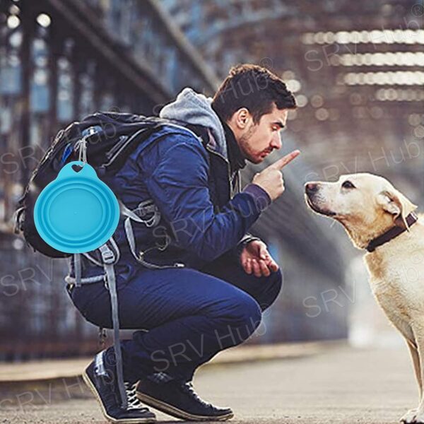 2Pcs Foldable Silicone Dog Bowls in Blue and Pink Colour, 705ml and 470ml Portable Easy Feeding and Hydration Pet Accessory for Camping - Image 6