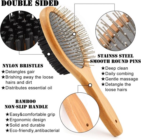 Dog Brush Grooming,Dog Brushes Double Sided Pin and Bristle Soft Cat Puppy Pet Hair Brush for Short and Long Haired - Image 3