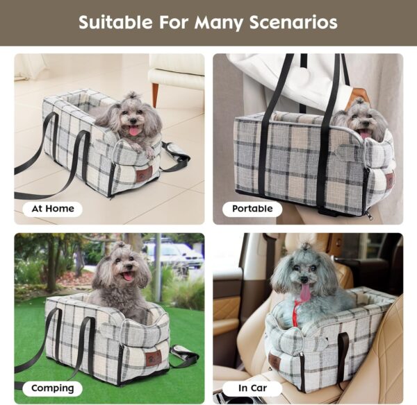 Dog Car Seat for Small Dogs Pet Car Booster Seat Detachable and Washable Dog Booster Seat for Small Pets Up to 13.5 Lbs Center Console Dogs and Cats Car Seat Fits Car Home Travel - Image 2