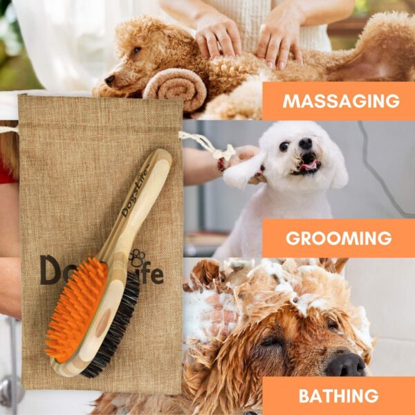 Bamboo Dog Brush with Silicone Massager for Dog Grooming | Massaging & Bathing | Free Reusable Eco-friendly Bag | Proven Double Sided Pet Brush Perfect For Long, Medium & Short Haired Dogs.… - Image 6