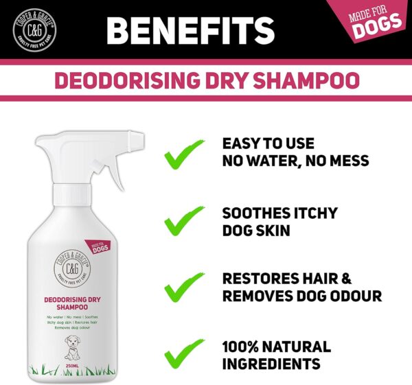 Dry Dog Shampoo Spray for Smelly Dogs - Wipe Clean Stain Remover - Cruelty-Free Waterless Grooming Products Organic Odour Deodoriser Neutraliser - Best Fox Poo Cleaning Animal Wash - Image 2