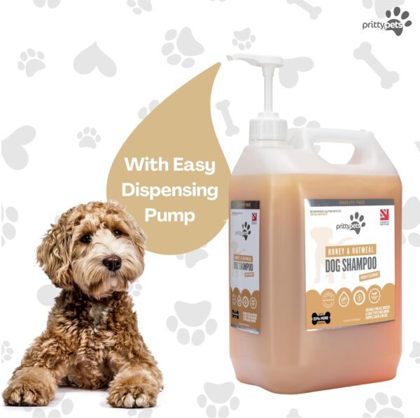 Oatmeal Dog Shampoo PRITTY PETS 5 LITRE Oatmeal Shampoo for Dogs - Professional PH Balanced, Cruelty Free, Silicone & Paraban Free, Puppy Friendly Dog Grooming Shampoo - Made in the UK (5L with Pump) - Image 4