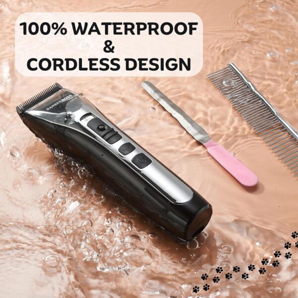 BarberBoss Dog Clippers Professional for Thick Hair, Dog Grooming Kit, Dog Clippers Cordless, Cat Clippers for Matted Fur, Pet Grooming Kit, Pet Clippers, Dog Trimmer for Grooming, Low Noise QR-9086 - Image 4