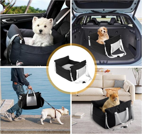 Petyoung Dog Car Seat for Small Medium Dog, Water-Resistant Dog Booster Seat Dog Bed with Safety Leash for Car, Small Pets Travel Carrier Bag with with Removable Mat - Image 8