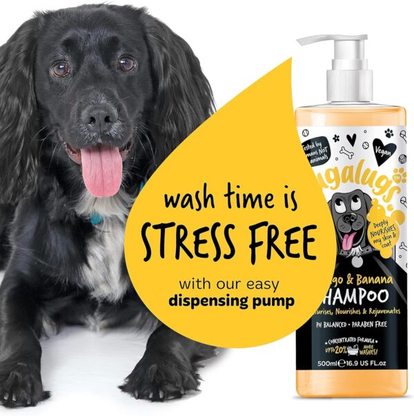 BUGALUGS Dog Shampoo Tropical Mango & Banana dog grooming shampoo products for smelly dogs with fragrance, best puppy shampoo, professional groom Vegan pet shampoo & conditioner (500ml) - Image 6