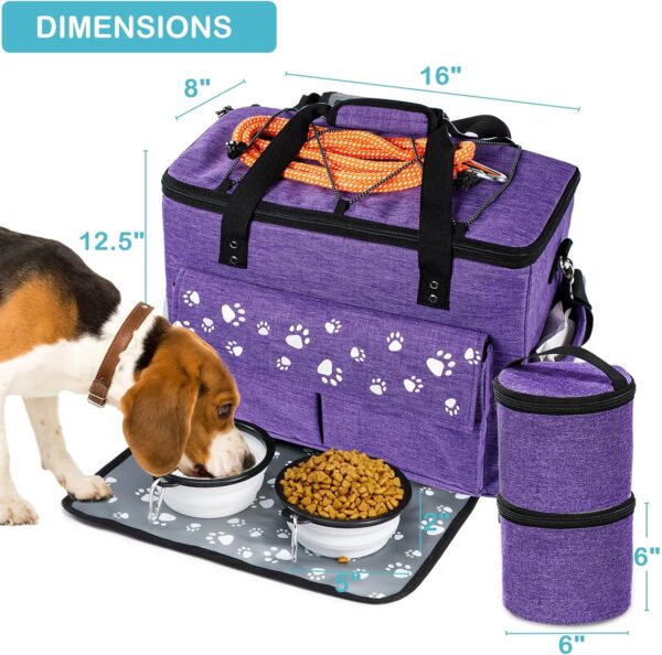 CLAWIST Dog Travel Bag, Airline Approved Dog Bags for Traveling, 2 Dog Food Travel Container and Collapsible Bowls, Weekend Dog Travel Bags for Supplies, Overnight Pet Travel Kit Accessories(X-Large) - Image 2