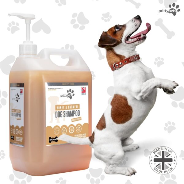 Oatmeal Dog Shampoo PRITTY PETS 5 LITRE Oatmeal Shampoo for Dogs - Professional PH Balanced, Cruelty Free, Silicone & Paraban Free, Puppy Friendly Dog Grooming Shampoo - Made in the UK (5L with Pump) - Image 7