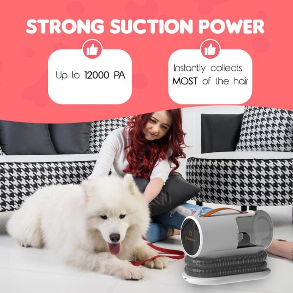 4BS Dog Grooming Vacuum, Dog Hair Vacuum, 12000Pa Strong Pet Grooming Vacuum for Dogs, Cats 2L Large Capacity Dog Cat Clippers for Shedding Grooming Hair, Quiet, 5 Pet Grooming Tools, 4bs - Image 7