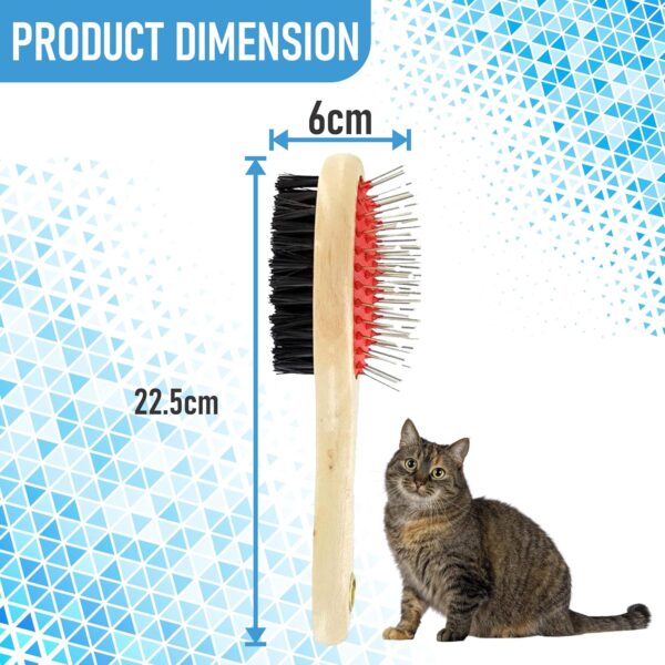 Wooden Dog Brush for Grooming Double Sided Pet Hair Grooming Brushes Shedding Messaging & Cleaning 2 in 1 Pin & Bristle Soft Dogs Comb Brush for Dogs & Cat Long or Short Haired - Image 2