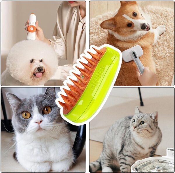 3 In1 Steamy Cat Brush - 1/2 PCS Self Cleaning Ste-am Cat Brush, Rechargeable Pet Steamer Brush with Rounded Ends, Multifunctional Cat Grooming Brush, Electric Pet Massage Comb, Pet Hair Removal Comb - Image 5