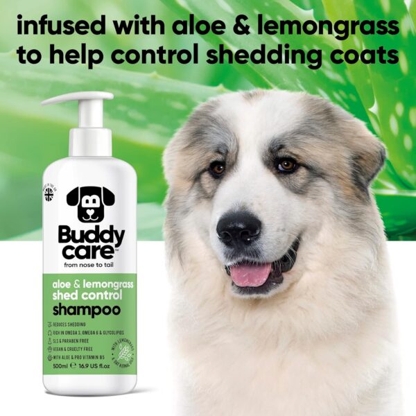 Shed Control Dog Shampoo by Buddycare | Aloe & Lemongrass Scented | With Aloe Vera and Pro Vitamin B5 (500ml) - Image 3