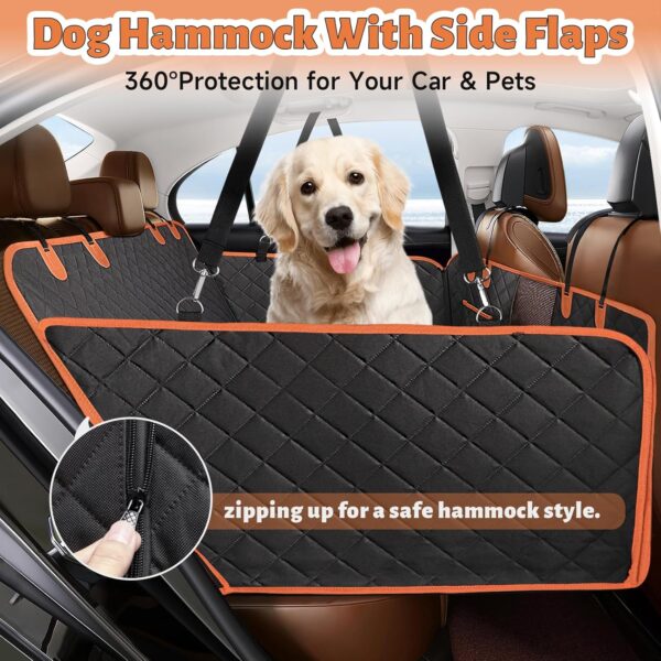 GL GLENSLAVE Back Seat Extender for Dogs, Hard Bottom Dog Car Seat Cover for Back Seat with Mesh Window,100% Waterproof Pet Dog Hammock for Car Truck SUV Travel Camping Mattress Bed Black - Image 3