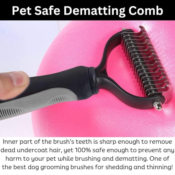 LAADI Deshedding Tool & Pet Grooming Brush for Dogs, Cat, Black - Dog Dematting tool, Groomi Tool for Dogs Cats,Dog Rake for Grooming,Dog Deshedding Brush,Dog Grooming Comb Removes Loose Undercoat - Image 3