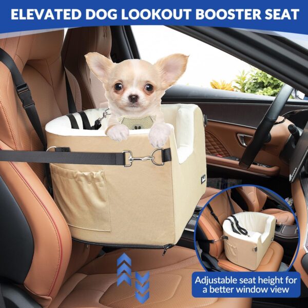 Eyein Dog Car Seat, Dog Booster Car Seat for Small Dogs with Pockets, Cushion & Safety Leashes, Adjustable, Detachable & Washable Pet Travel Seat, Supports Pets Dogs Cats Under 18lbs - Image 3