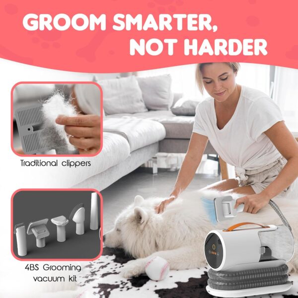 4BS Dog Grooming Vacuum, Dog Hair Vacuum, 12000Pa Strong Pet Grooming Vacuum for Dogs, Cats 2L Large Capacity Dog Cat Clippers for Shedding Grooming Hair, Quiet, 5 Pet Grooming Tools, 4bs - Image 2