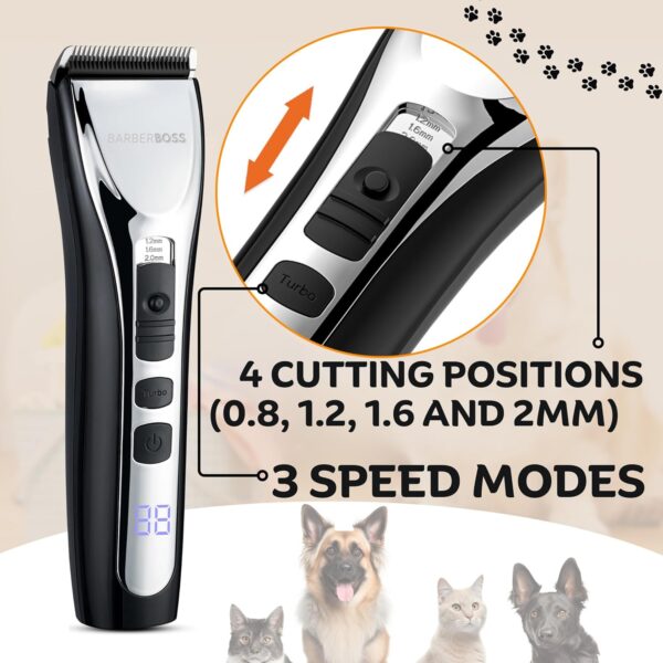 BarberBoss Dog Clippers Professional for Thick Hair, Dog Grooming Kit, Dog Clippers Cordless, Cat Clippers for Matted Fur, Pet Grooming Kit, Pet Clippers, Dog Trimmer for Grooming, Low Noise QR-9086 - Image 2