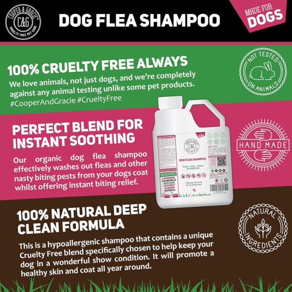 Flea Shampoo for Dogs 1 Litre - Sensitive Itchy Skin Dog and Puppy Grooming - Medicated Fleas Treatment - Image 3