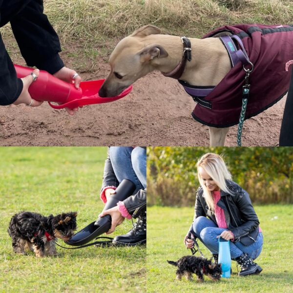 Kaitoma - Large Folding Dog Water Bottle, 750ml Stainless Steel, Leak Proof Portable Puppy/Pet/Dog Water Dispenser, Dog Drinking bowl for Travel, Walking, Outdoors, Dog Travel Bottle (Plum Red) - Image 5