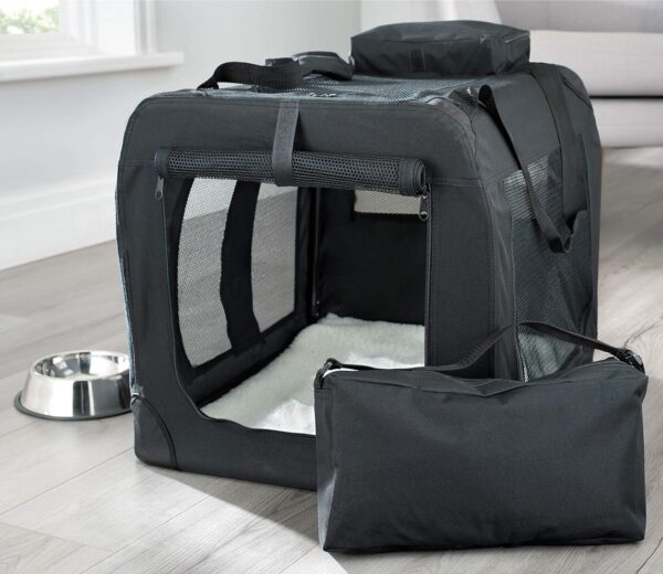 MOOL Lightweight Fabric Pet Carrier Crate for Dogs, Cats or Small Animals, Black - Image 3