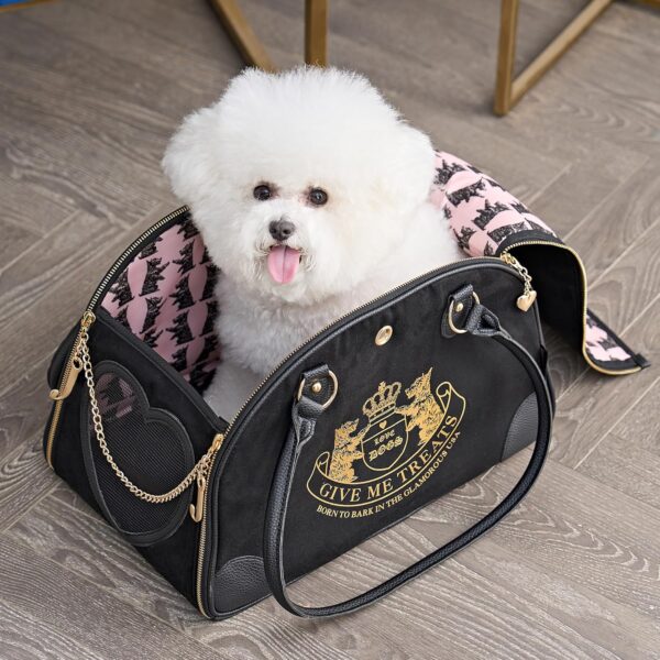 Juicy Couture Give Me Treats Pet Carrier - Stylish Black Travel Bag for Small Dogs and Cats - Image 4