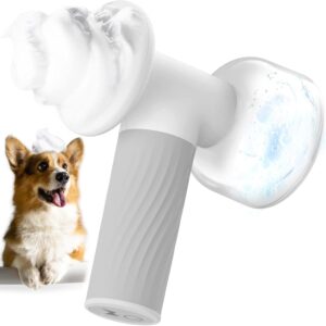 Automatic Foaming Soap Dispenser Dog Brush, 2 in 1 Pet Bubble Bath Brush, One-click Bubble Dog Bath Brush Scrubber for Pets Deeper Cleansing, Dog Shampoo Brush with Soap Dispenser Saves Shower Gel