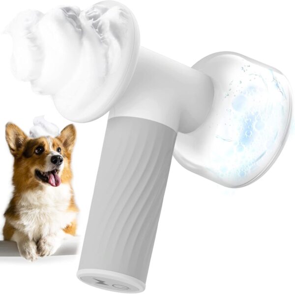 Automatic Foaming Soap Dispenser Dog Brush, 2 in 1 Pet Bubble Bath Brush, One-click Bubble Dog Bath Brush Scrubber for Pets Deeper Cleansing, Dog Shampoo Brush with Soap Dispenser Saves Shower Gel