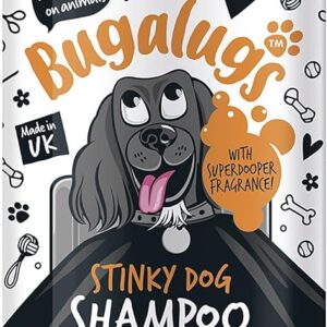 BUGALUGS Stinky Dog Shampoo with odour neutraliser, fox poo shampoo for dogs with dog perfume, vegan dog grooming dog shampoo for sensitive skin amazing puppy pet shampoo & conditioner (1 Litre)