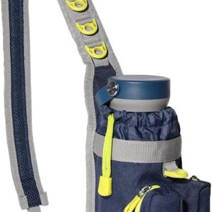 BUILT PET NightSafe Dog Water Bottle Carrier, Animal Drinking Cannister Holder Sling, Travel Friendly Hands Free Cross Body Bag with Treat Pouch & Poop Bag Dispenser for Dog Walking, 94-114cm, Blue