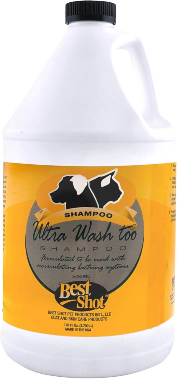 Best Shot Ultra Wash Too Shampoo with Pet Coat Release Technology, Coat and Skincare Product for Dogs and Cats, Quick-Rinsing, 1 Gallon