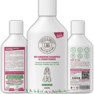 C&G Pets | De Shedding Shampoos & Conditioners For Dogs 500ml | Reduces Excessive Shedding Promotes Healthy Skin & Coat | 100% Natural Dog Shampoo And Conditioner | Show Standard Shine (500ML)