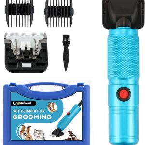 CGOLDENWALL Dog Clippers for Grooming 280W, 2000-6000RPM Stepless Speed Control, 3m Power Cord, Low Noise< 50DB, Ideal for Pets of All Coat Types, with 2 Blades & 2 Combs (3/6mm, 9/12mm)