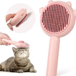 Cat Brush Dog Brush for Grooming, Baytion Self Cleaning Slicker Pet Brush for Short or Long Haired Cats Puppy Kitten Massage to Remove Loose Undercoat, Mats, Tangled Hair and Shed Fur