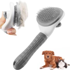 Cat Grooming Brush with Release Button Gently Removes Loose Undercoat, Cat Dog Brush for Shedding, Self Cleaning Slicker Brush Cat Comb, Pet Masage Tool for Short or Long Hair Indoor Cats