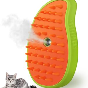 Cat Steam Brush, 3 in 1 Cat Steamy Brush Cleanser, Silicone Massage Grooming Brush, Pet Hair Cleaning Brush Comb for Cats Dogs(Mango Green)