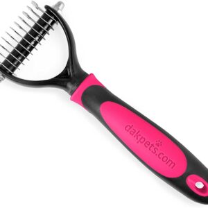 DakPets Cat & Dog Grooming Tool | All-In-One Metal Undercoat Rake, Dematting Tool, Detangling Comb, Fur Shedding Blade, Pet Hair Remover, and Grooming Brush | For Medium to Long-Haired Cats and Dogs