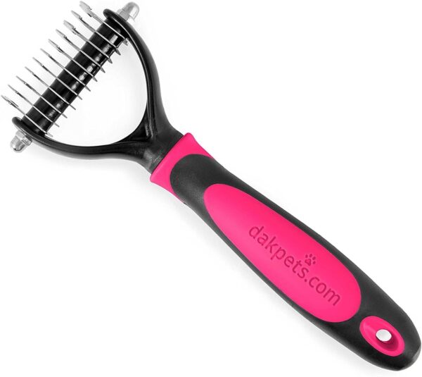 DakPets Cat & Dog Grooming Tool | All-In-One Metal Undercoat Rake, Dematting Tool, Detangling Comb, Fur Shedding Blade, Pet Hair Remover, and Grooming Brush | For Medium to Long-Haired Cats and Dogs