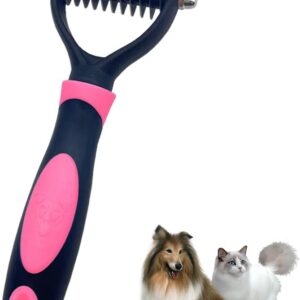 Dematting comb, Pet Grooming Tool to Remove Loose and Knotted Hair, for Cats, Dogs, Rabbits, Red