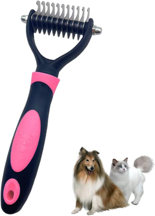 Dematting comb, Pet Grooming Tool to Remove Loose and Knotted Hair, for Cats, Dogs, Rabbits, Red