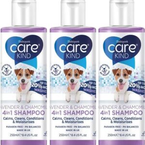 Dobinsons CareKind Dog Shampoo 4 in 1 Lavender & Chamomile dog Grooming Shampoo 250ml 3 Pack