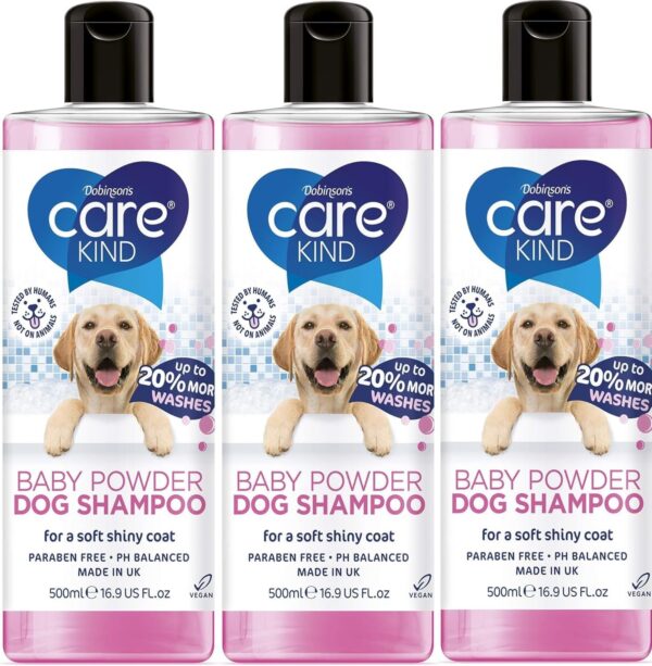 Dobinsons Carekind Baby Powder Professional Dog Grooming Shampoo PH Balanced 500ml 3 Pack