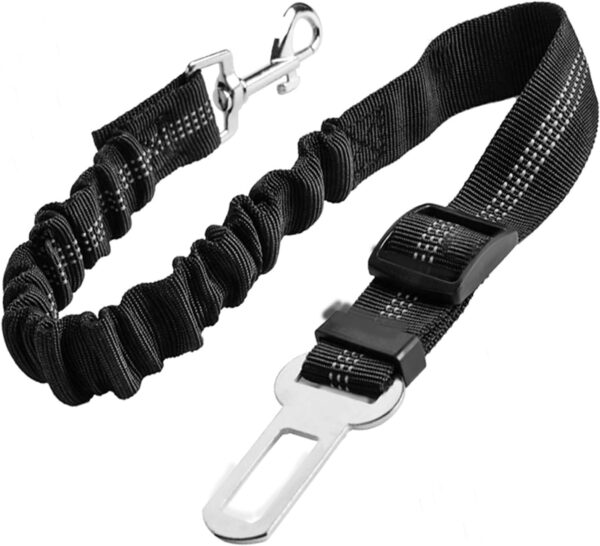 Dog Car Seat Belt, Black Dog Seat Belts for Cars UK - Safety Harness for Dogs - Adjustable Seatbelt Clip Lead - Secure Travel Restraint for Pets