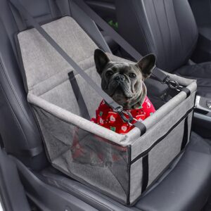 Dog Car Seat, Foldable Dog Booster Car Seat, Dog Carriers for Small Dogs, Puppy Car Seat with Adjustable Safety Belt, Dog Travel Bag, Dog Accessories for Small Dogs Fits Various Car Models (Grey)