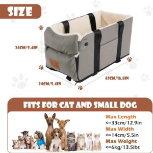 Dog Car Seat for Small Dogs Pet Car Booster Seat Detachable and Washable Center Console Dogs and Cats Car Seat for Puppy Cat Pet Up to 13 Lbs Fits Car Outdoor Travel